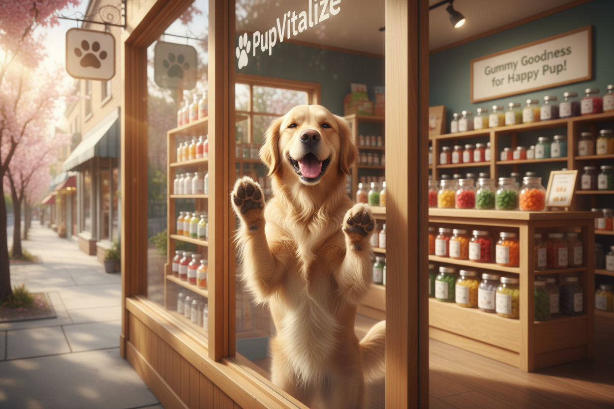 dog laughing at pupvitalizee store